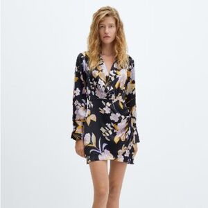 Floral-print satin dress